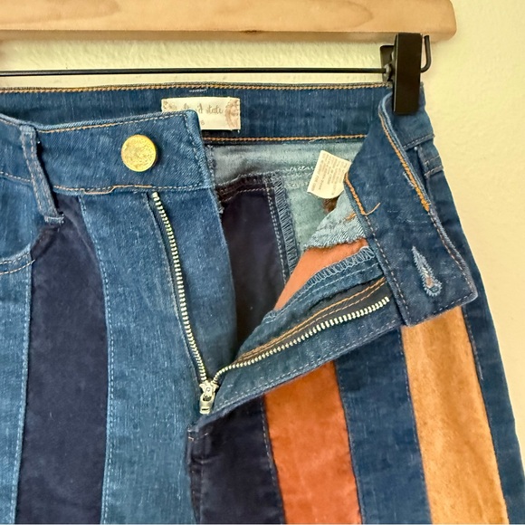 Altar'd State Multicolor Faux Suede Striped Flare Jeans - Picture 3 of 5